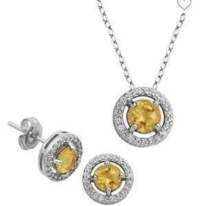 🤫 Sale!Rhodium plate-Sterling Silver necklace and earring